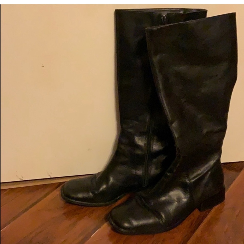 Black leather boots